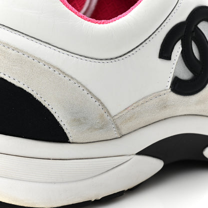 Chanel Calfskin Fabric Sneakers 38.5 White Silver Fluo Pink 12 of 12