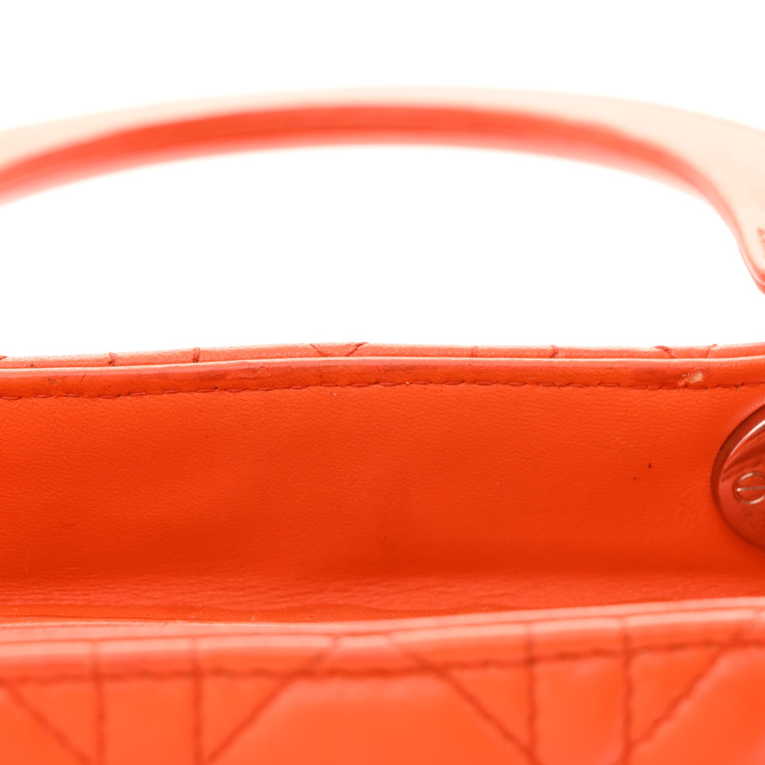 Christian Dior Lambskin Cannage Medium Lady Dior Orange 16 of 18