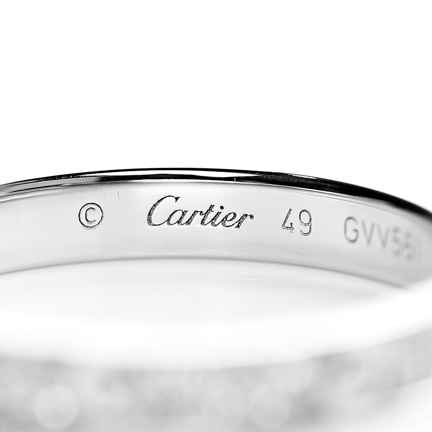 Cartier 18K White Gold Diamond 2.6mm LOVE Paved Band Ring 49 4.75 4 of 7