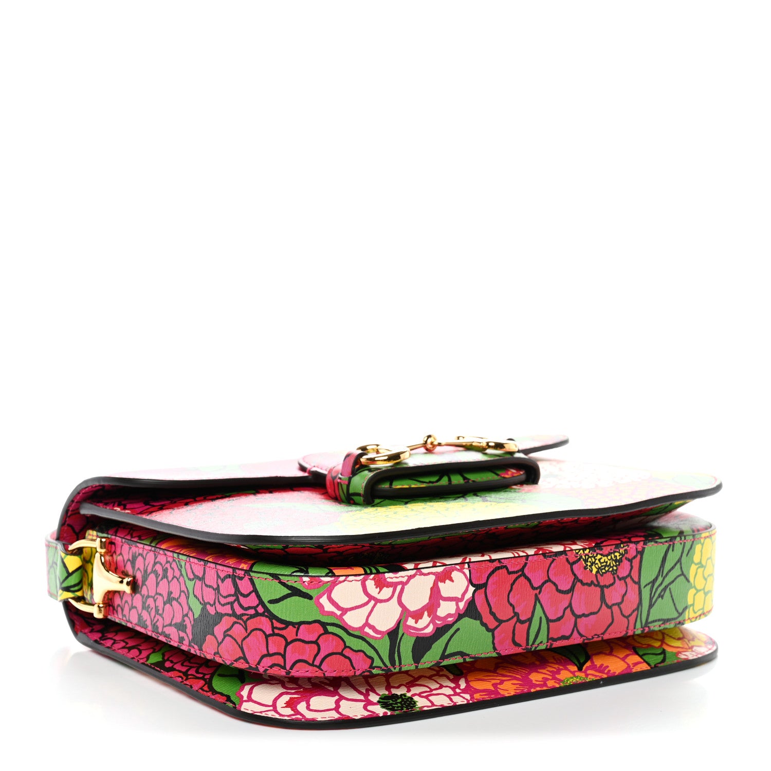 Gucci X KEN SCOTT New Shangai Calfskin Pomponica Print Horsebit 1955 Shoulder Bag Multicolor Fuxia Pompon 4 of 10