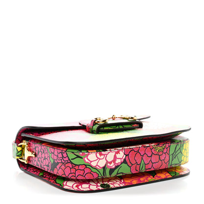 Gucci X KEN SCOTT New Shangai Calfskin Pomponica Print Horsebit 1955 Shoulder Bag Multicolor Fuxia Pompon 4 of 10