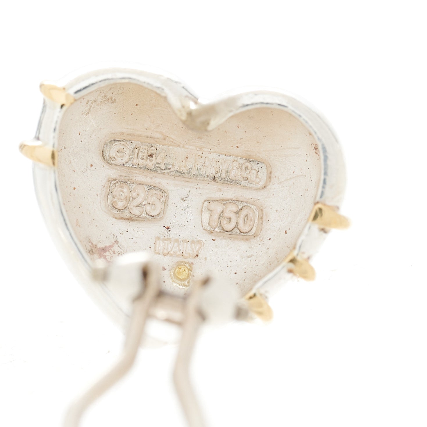 Tiffany Sterling Silver 18K Yellow Gold Heart and Arrow Earrings 3 of 4