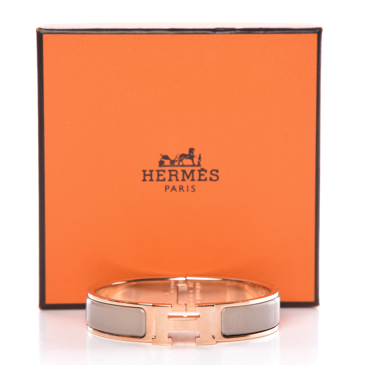 Enamel Clic Clac H Narrow Bracelet PM Marron Glace
