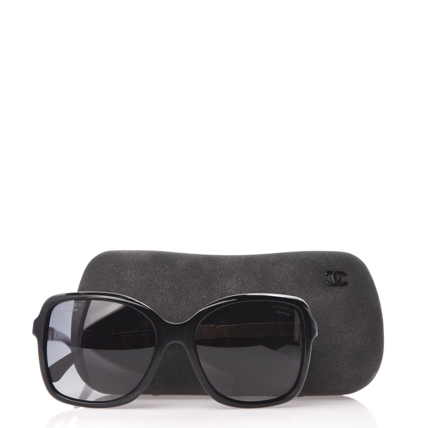 Chanel Crystal Baguette Polarized Square Sunglasses 5308-B Black 8 of 8
