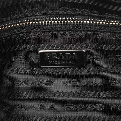 Prada City Calfskin Perforated Chain Shoulder Bag Black Lacca 8 of 10