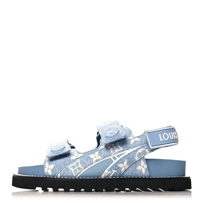 Louis Vuitton Monogram Denim Paseo Flat Comfort Sandals 35 Light Blue 1 of 8