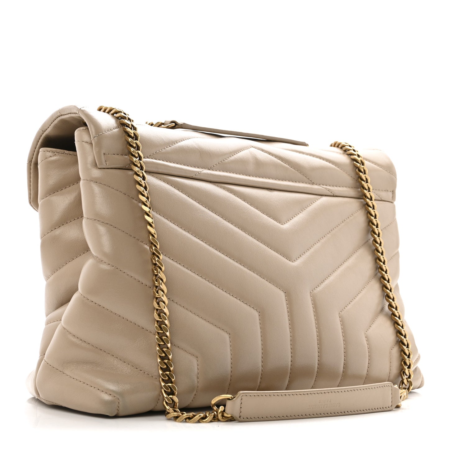 Calfskin Y Quilted Monogram Medium Loulou Chain Satchel Dark Beige