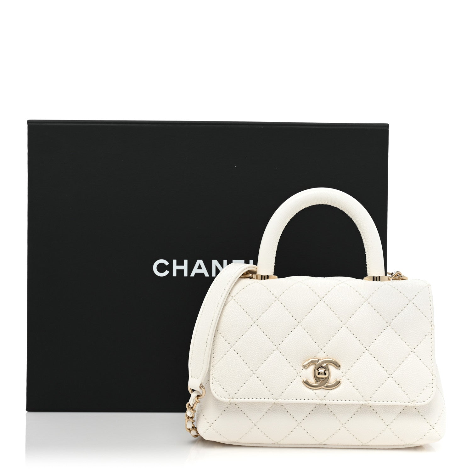 Chanel Caviar Quilted Extra Mini Coco Handle Flap White 10 of 10