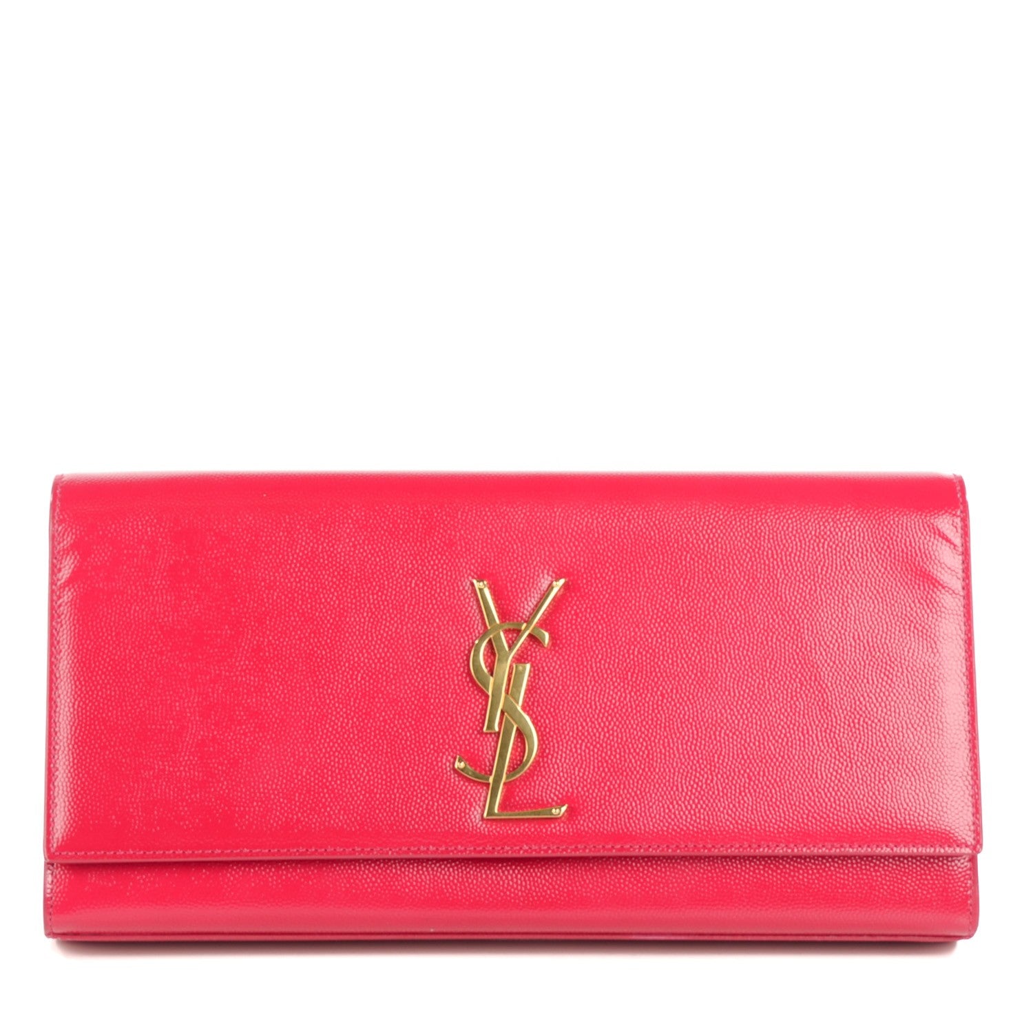 Saint Laurent Textured Patent Medium Classic Monogram Clutch Fuchsia 1 of 11