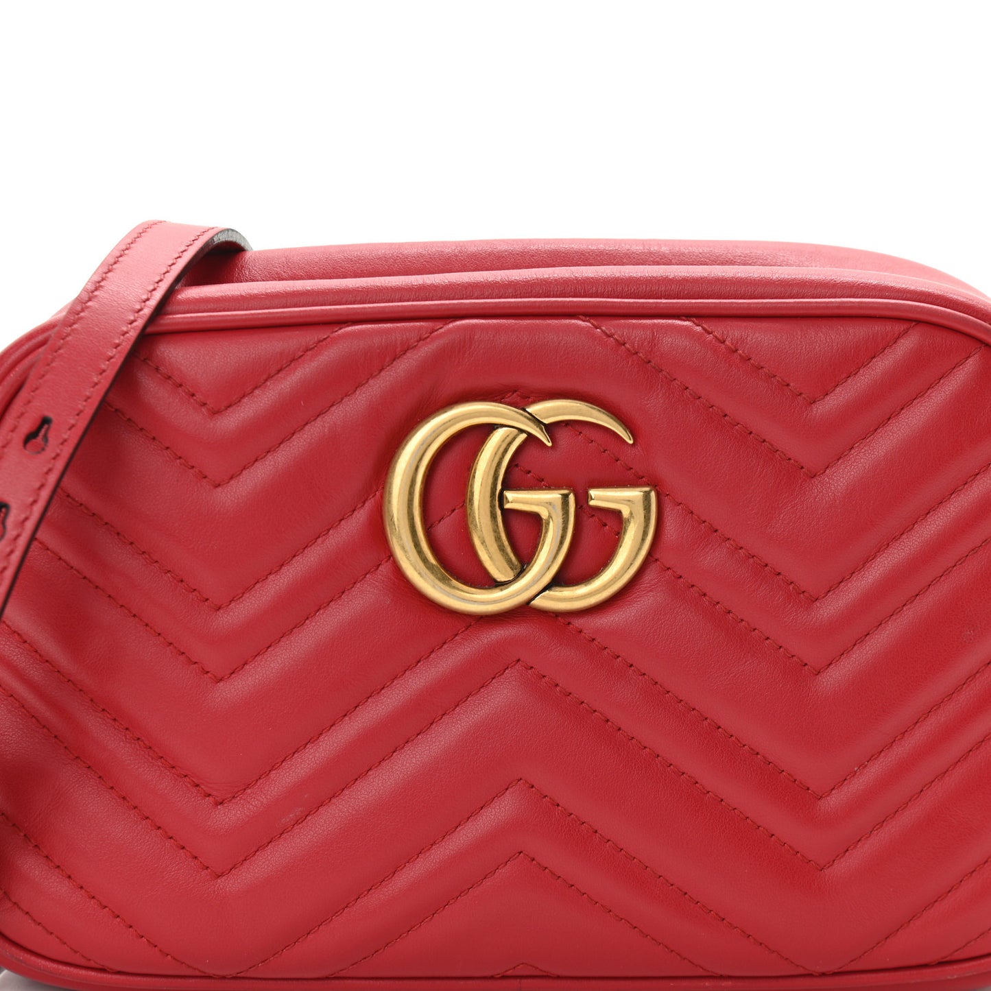Calfskin Matelasse Small GG Marmont Chain Shoulder Bag Hibiscus Red