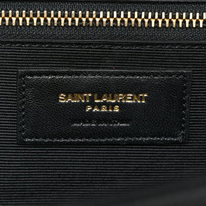 Saint Laurent Grain De Poudre Matelasse Chevron Large Monogram Satchel Black 6 of 16