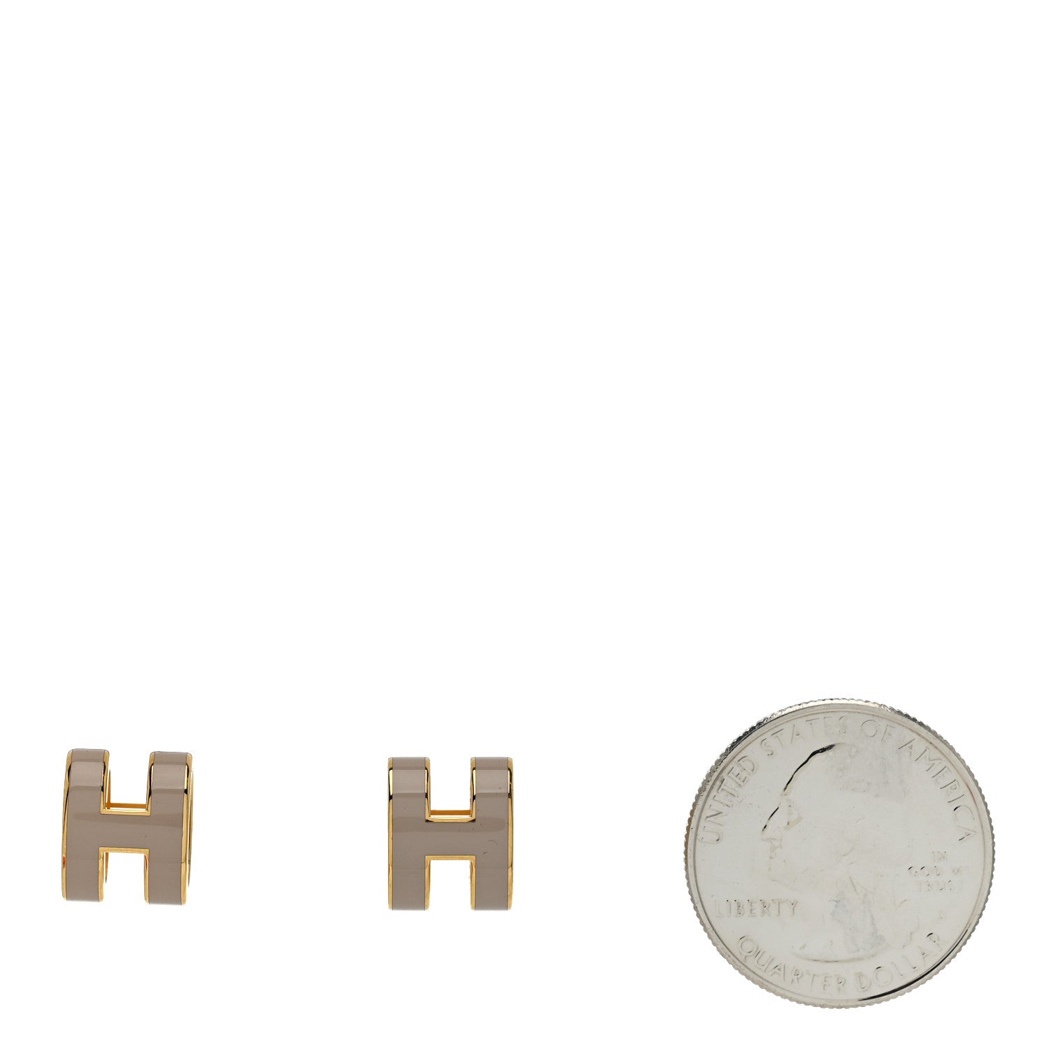 Hermes Gold Lacquered Mini Pop H Earrings Marron Glace 2 of 5