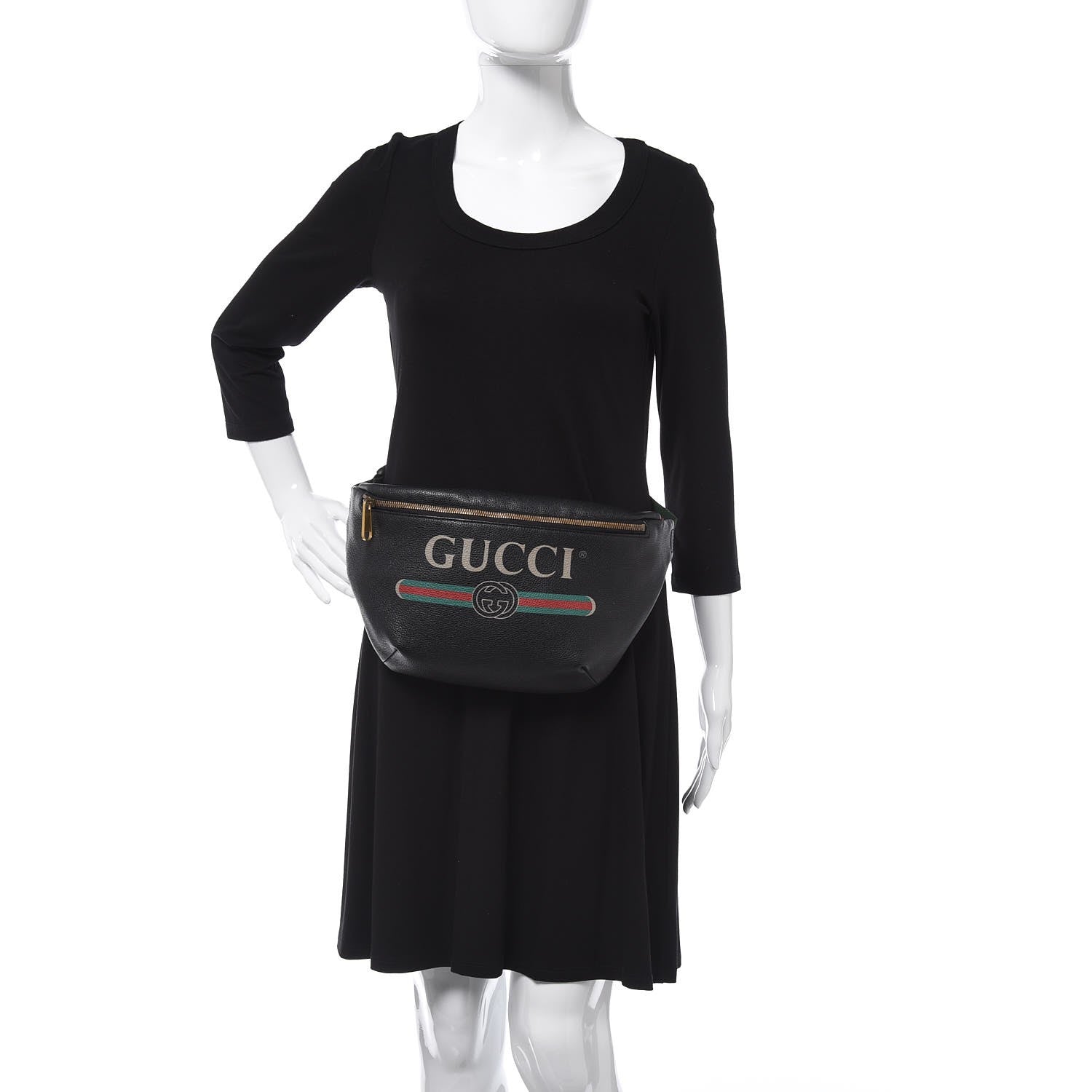 Gucci Grained Calfskin Logo Belt Bag Black 2 of 7