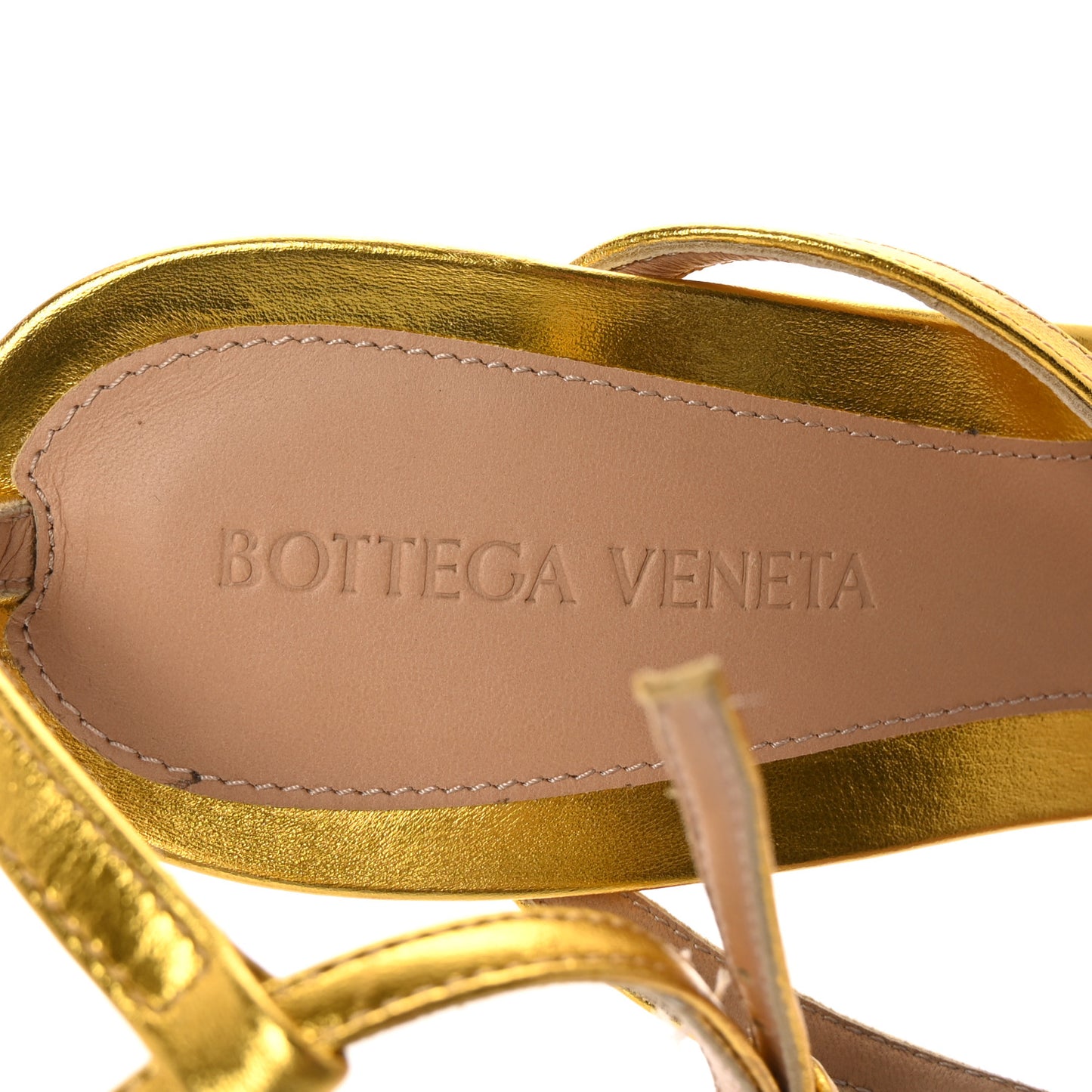 Laminated Calfskin Stretch Multi Strap 90mm Sandals 41 Gold