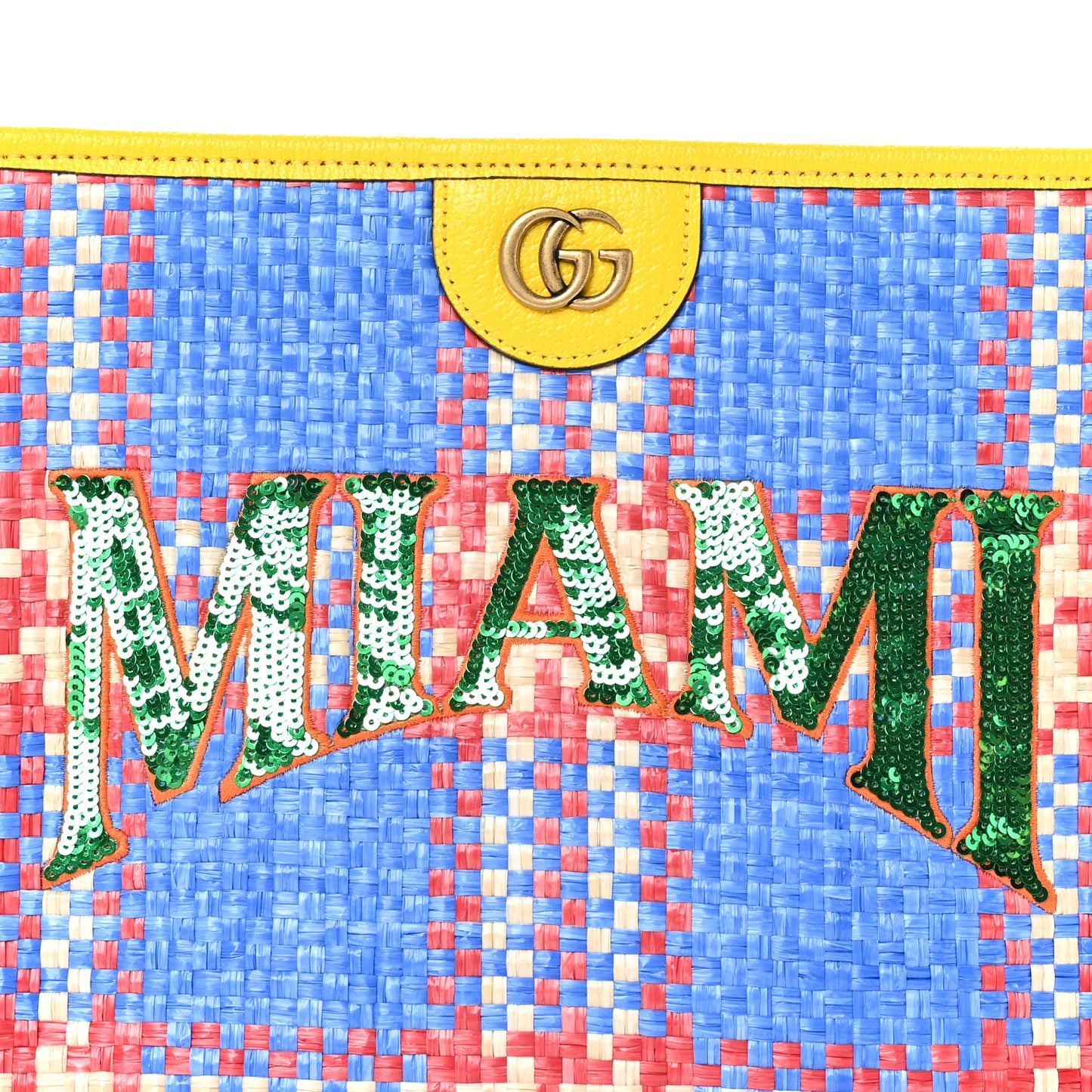 Raffia Sequins Miami Beauty Case Light Blue Red Multicolor