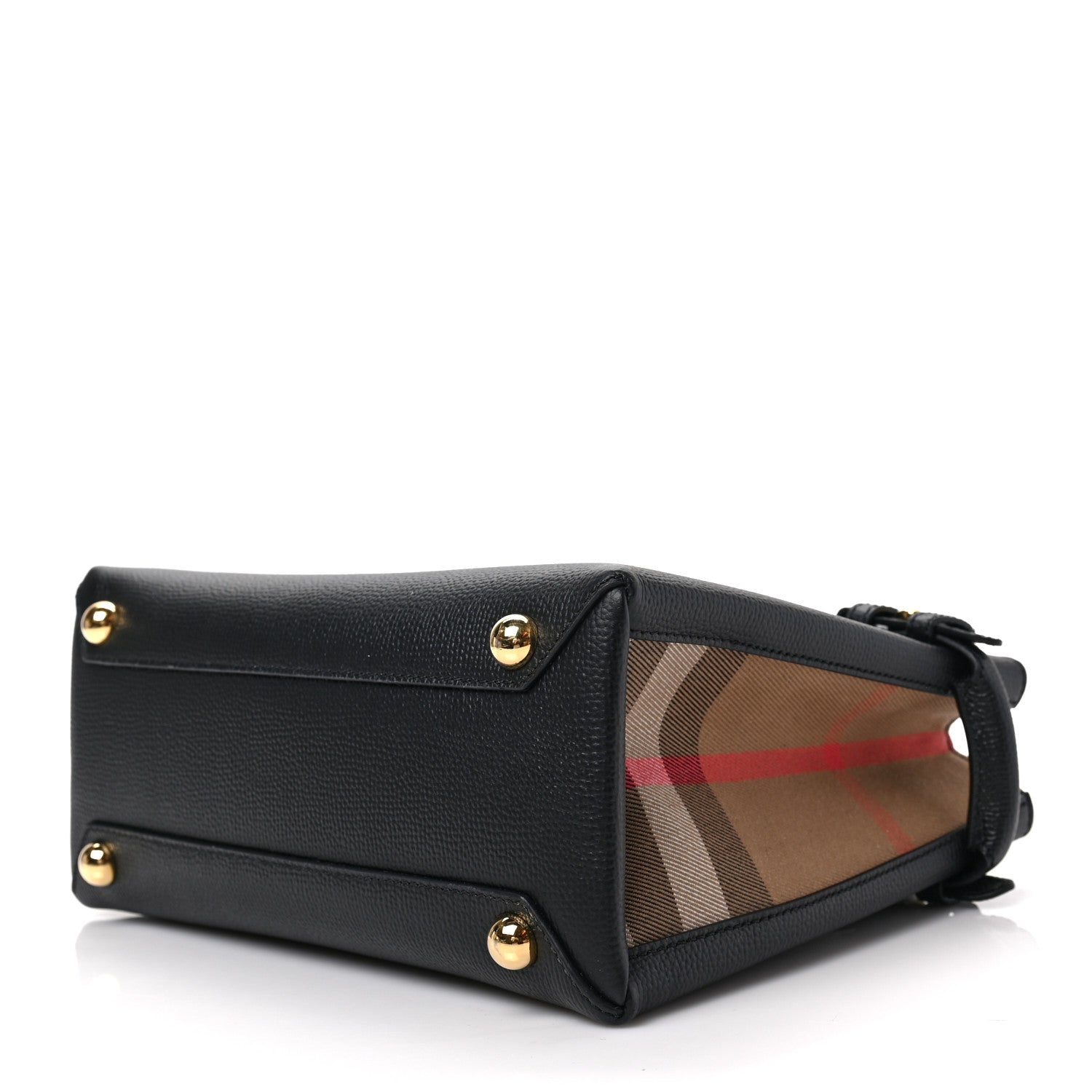 Burberry Derby Calfskin House Check Small Banner Tote Black 7 of 8