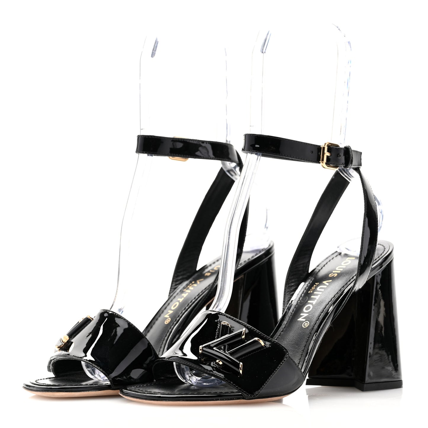 Patent Calfskin Shake Sandals 38.5 Black