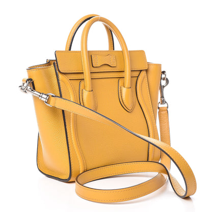 Celine Drummed Calfskin Nano Luggage Ocre 3 of 17