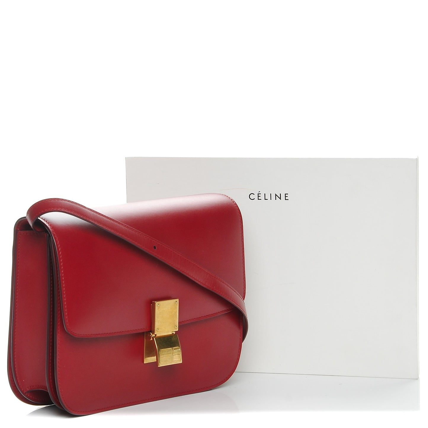 Box Calfskin Medium Classic Box Flap Bag Red