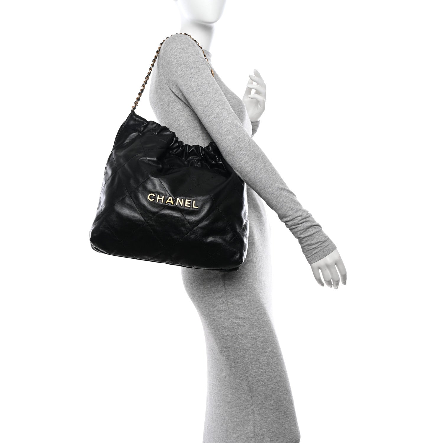 Chanel Shiny Calfskin Quilted Chanel 22 Black 2 of 12