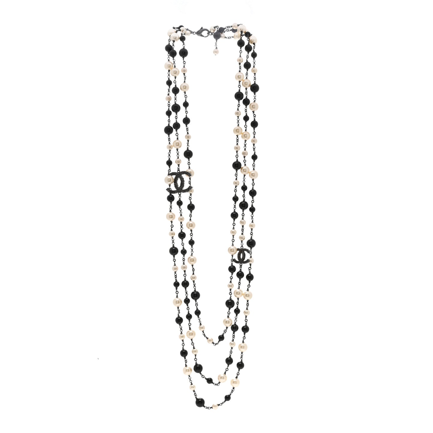 Ruthenium Camellia Pearl CC Necklace Black