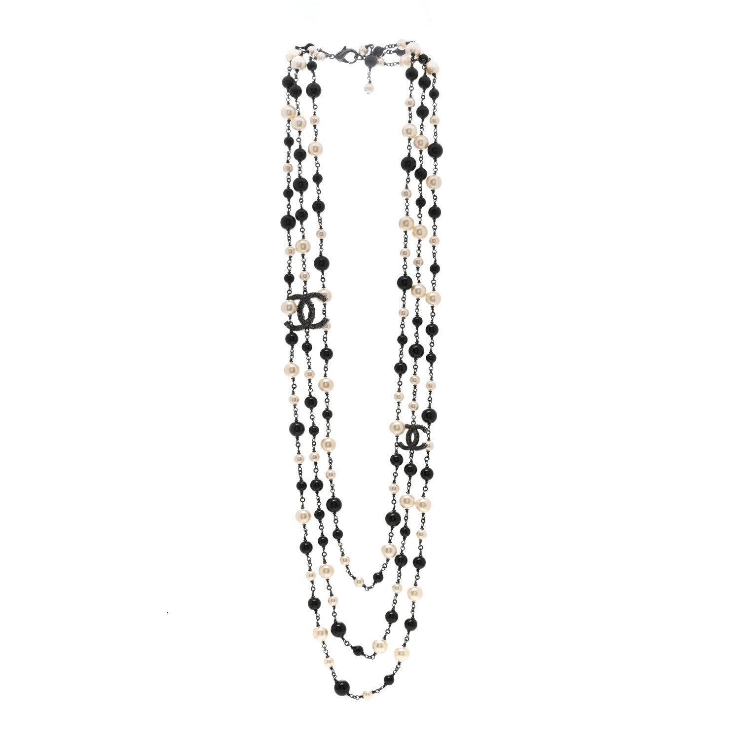 Chanel Ruthenium Camellia Pearl CC Necklace Black 2 of 4