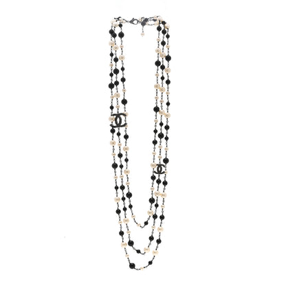 Chanel Ruthenium Camellia Pearl CC Necklace Black 2 of 4