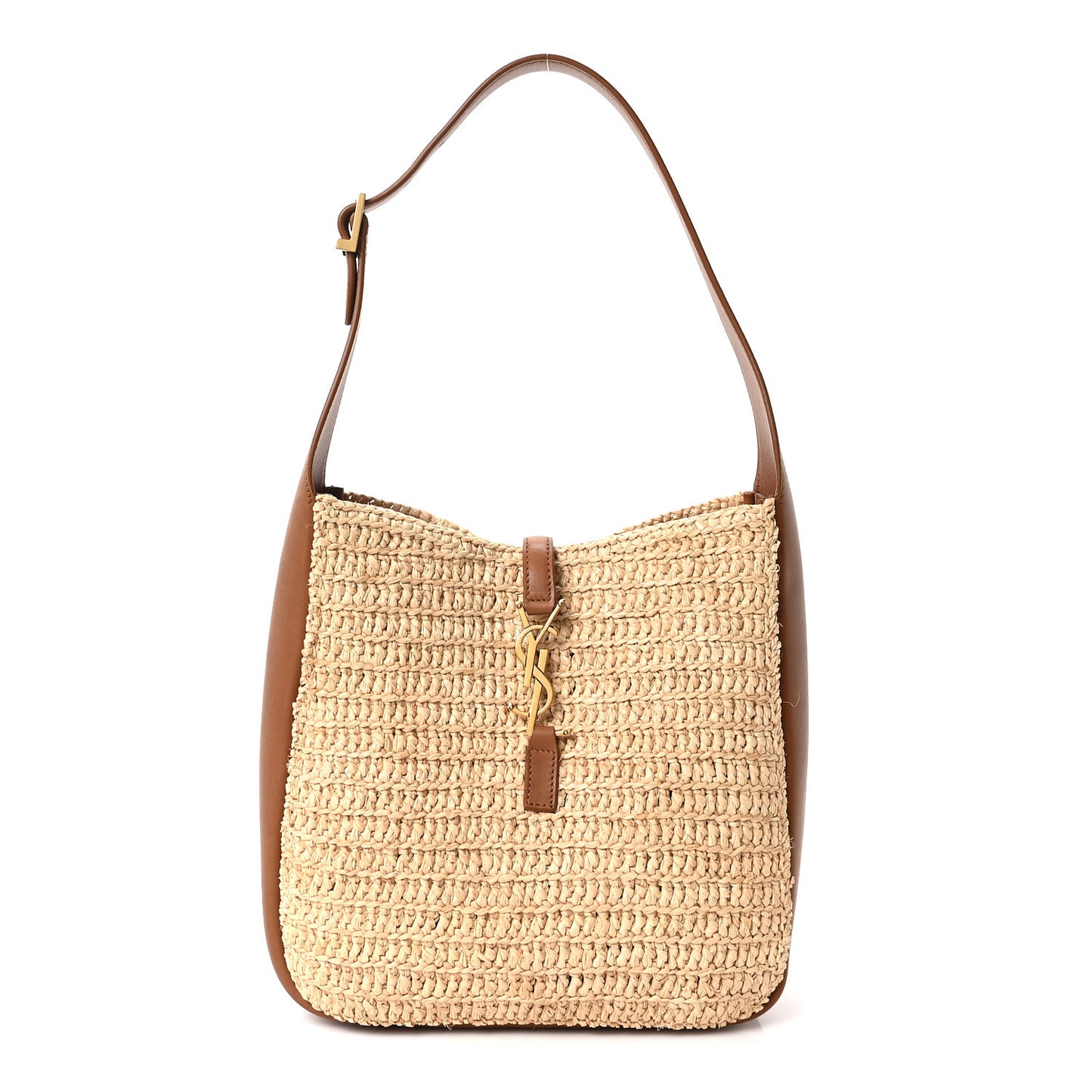 Raffia Calfskin Le 5 A 7 Small Hobo Natural Brick