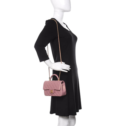 Chanel Iridescent Lambskin Quilted Mini Top Handle Rectangular Flap Pink 2 of 10