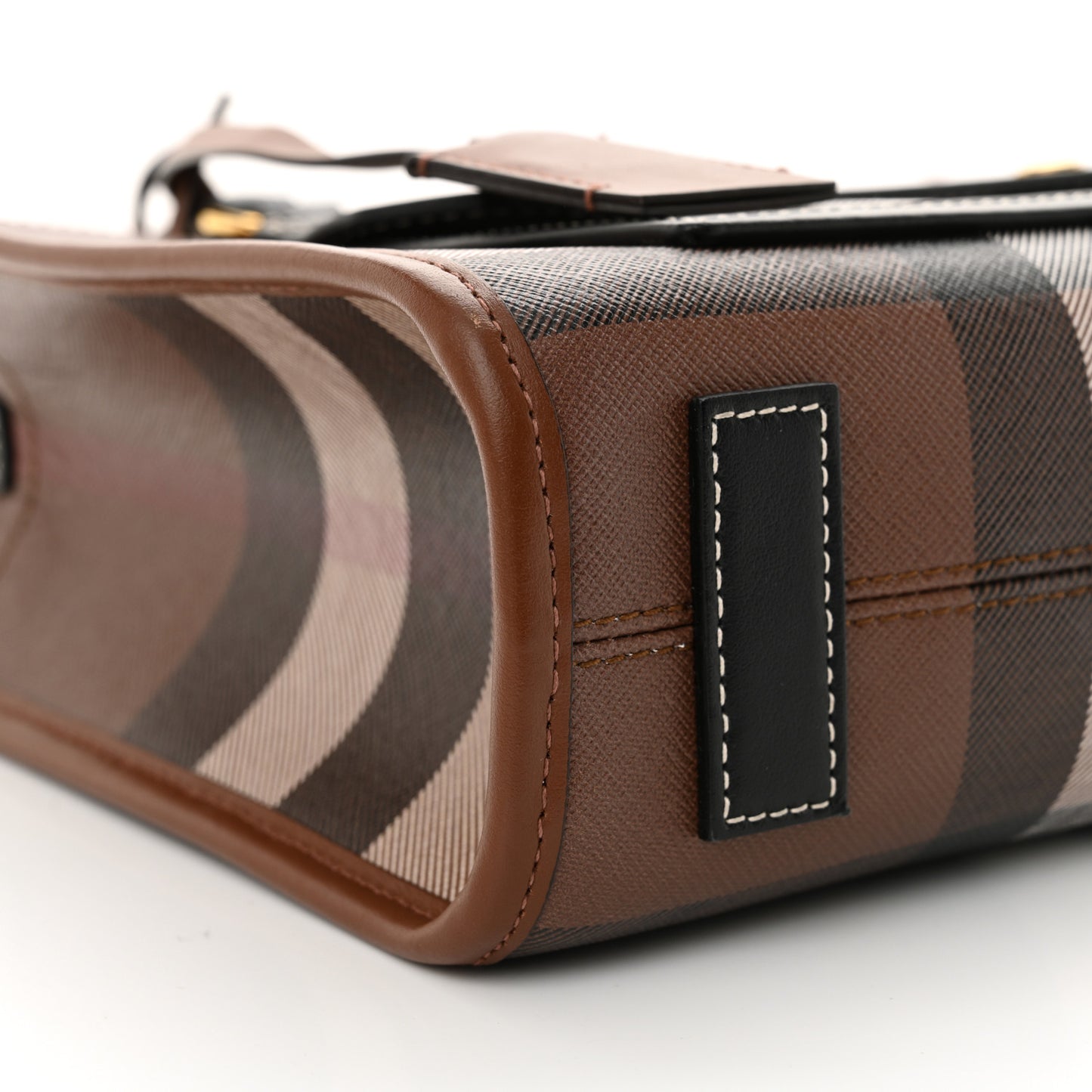 E-Canvas Check Calfskin Mini Freya Tote Dark Birch Brown