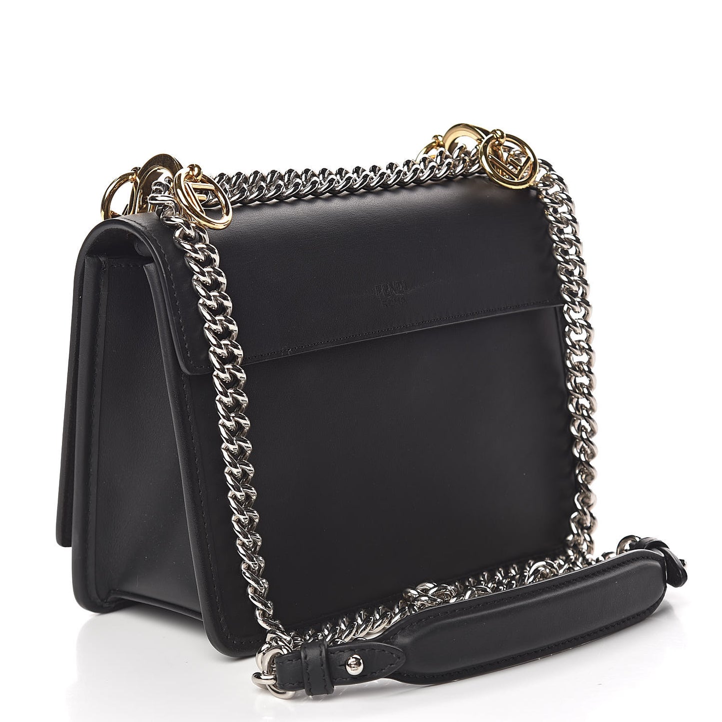 Vitello Century Velvet F is Fendi FF Small Kan I Shoulder Bag Black Tobacco