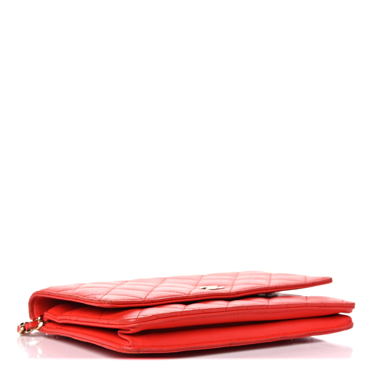 Lambskin Quilted Wallet On Chain WOC Red