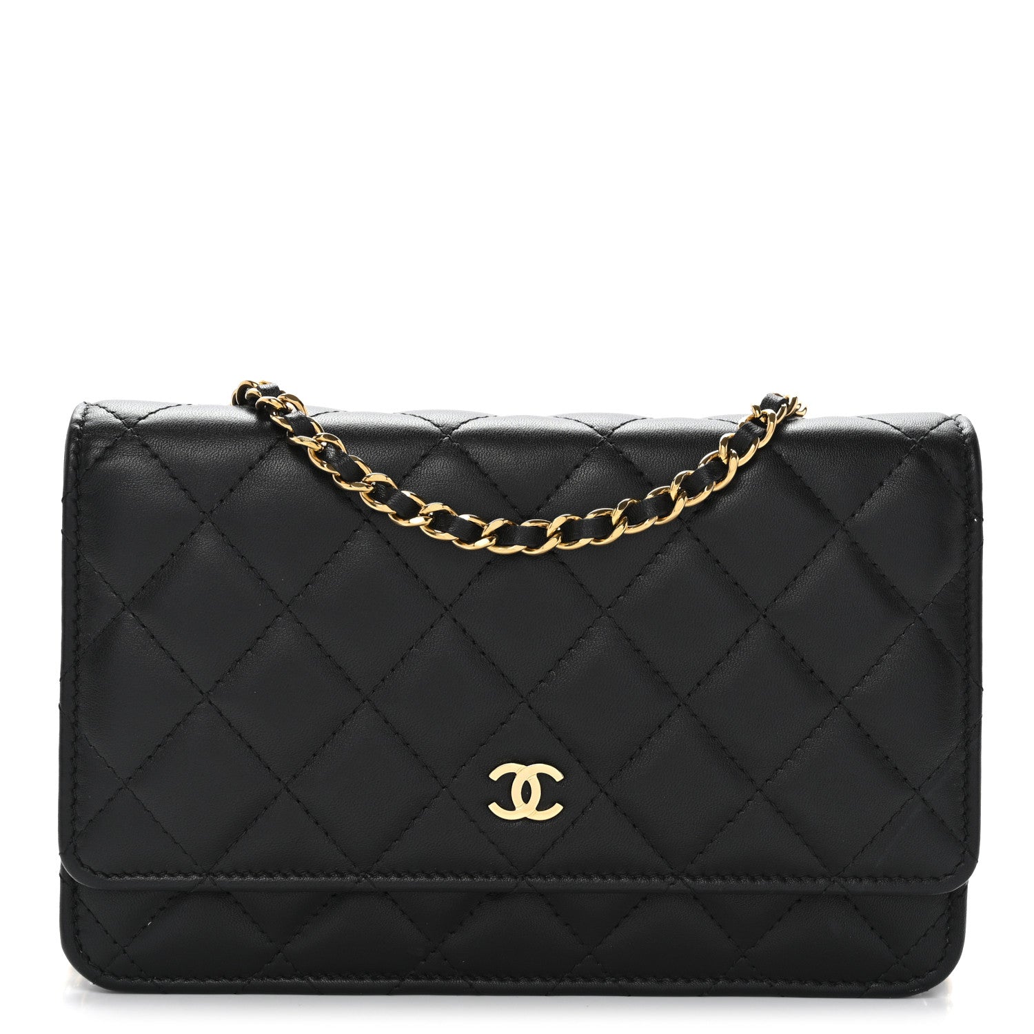 Chanel Lambskin Quilted Wallet On Chain WOC Black 1 of 12