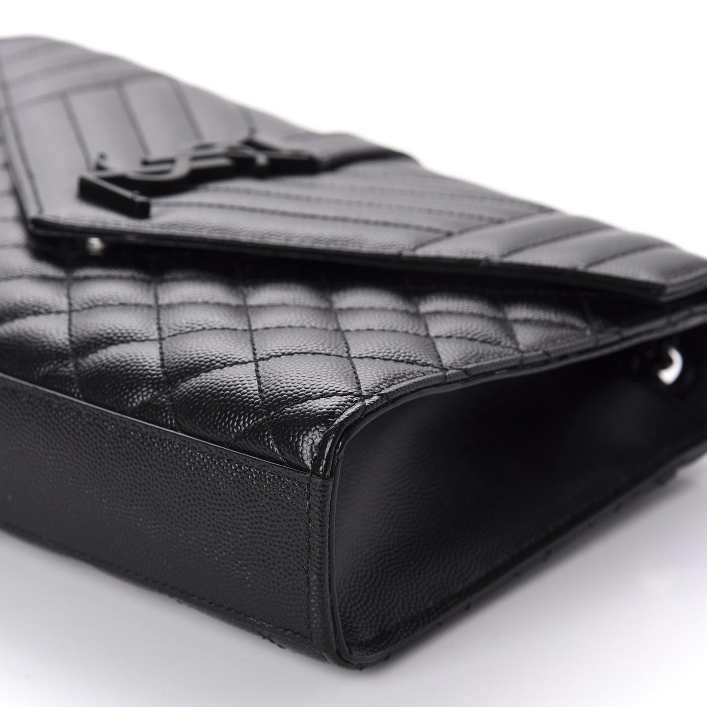 Grain De Poudre Textured Mixed Matelasse Triquilt Medium Monogram Satchel Black