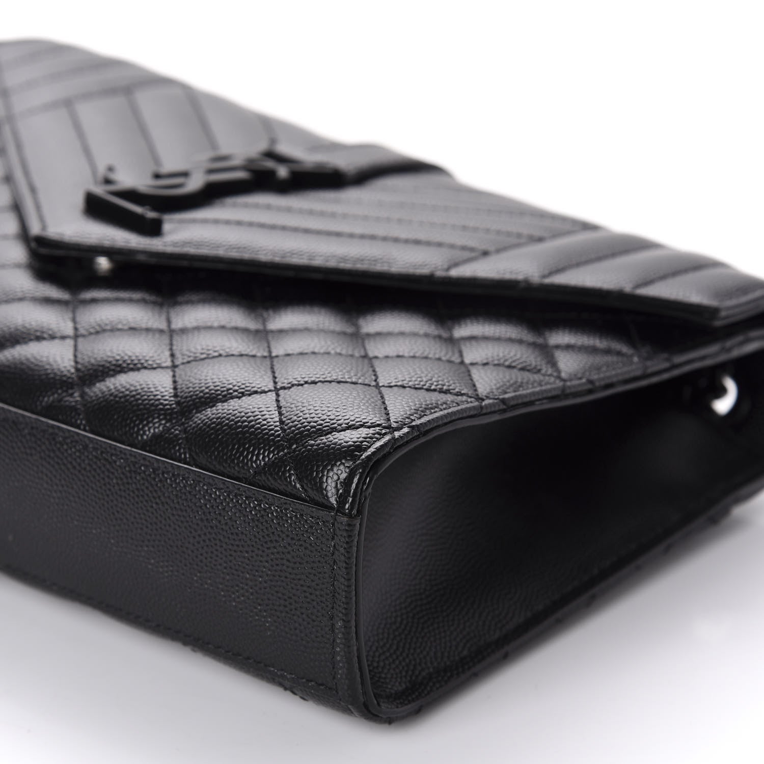 Saint Laurent Grain De Poudre Textured Mixed Matelasse Triquilt Medium Monogram Satchel Black 8 of 12