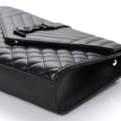 Saint Laurent Grain De Poudre Textured Mixed Matelasse Triquilt Medium Monogram Satchel Black 8 of 12