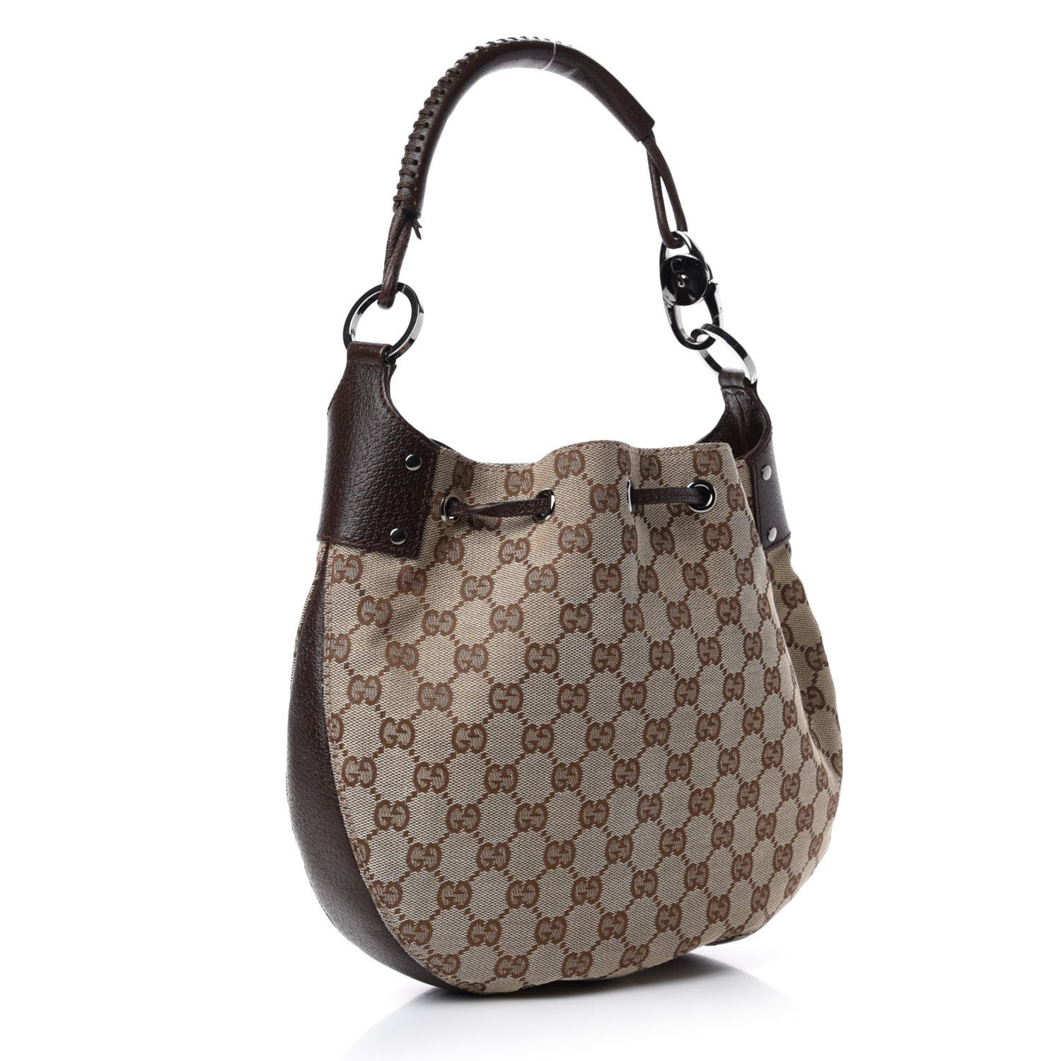 Gucci Monogram Drawstring Hobo Dark Brown 3 of 11