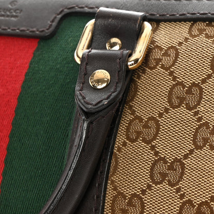 Gucci Monogram Selleria Calfskin Vintage Web Medium Boston Beige Ebony Cocoa 17 of 21