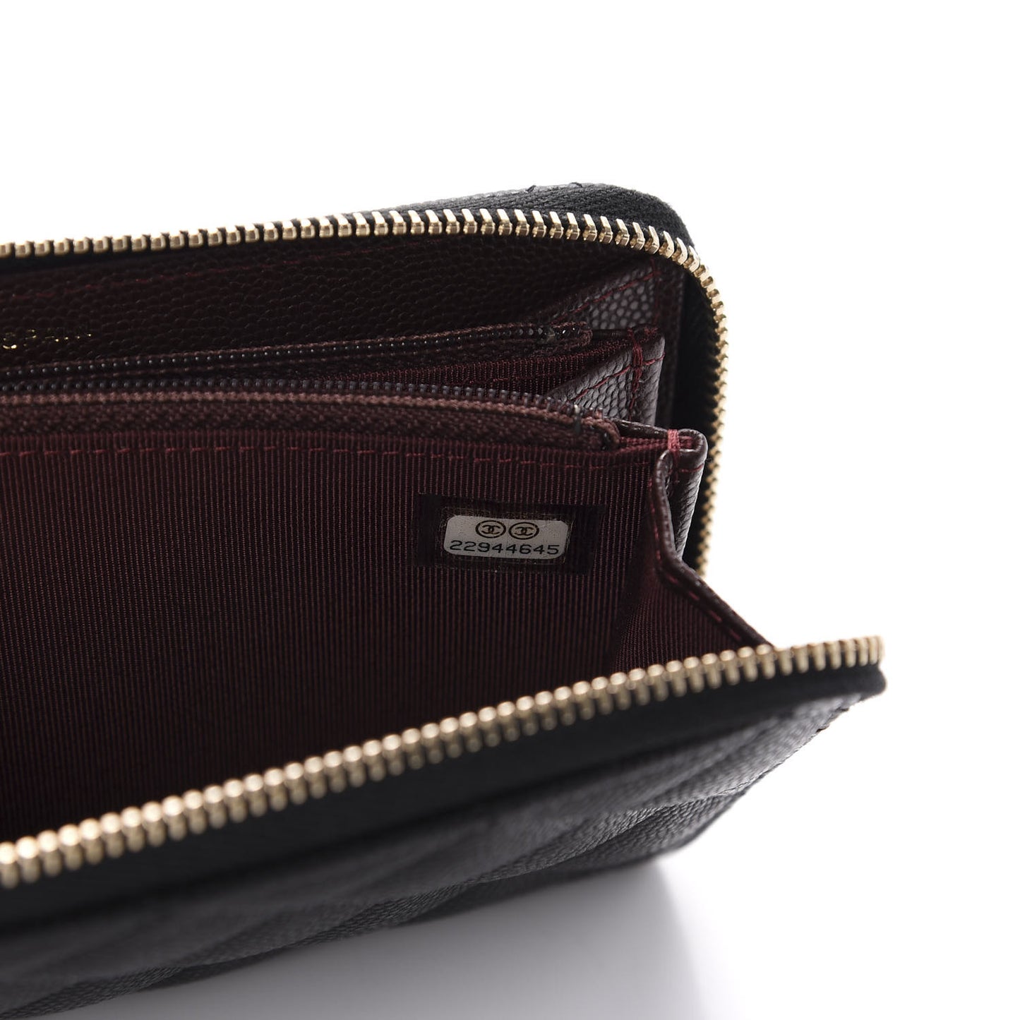 Caviar Quilted Small Zip Around Wallet Black