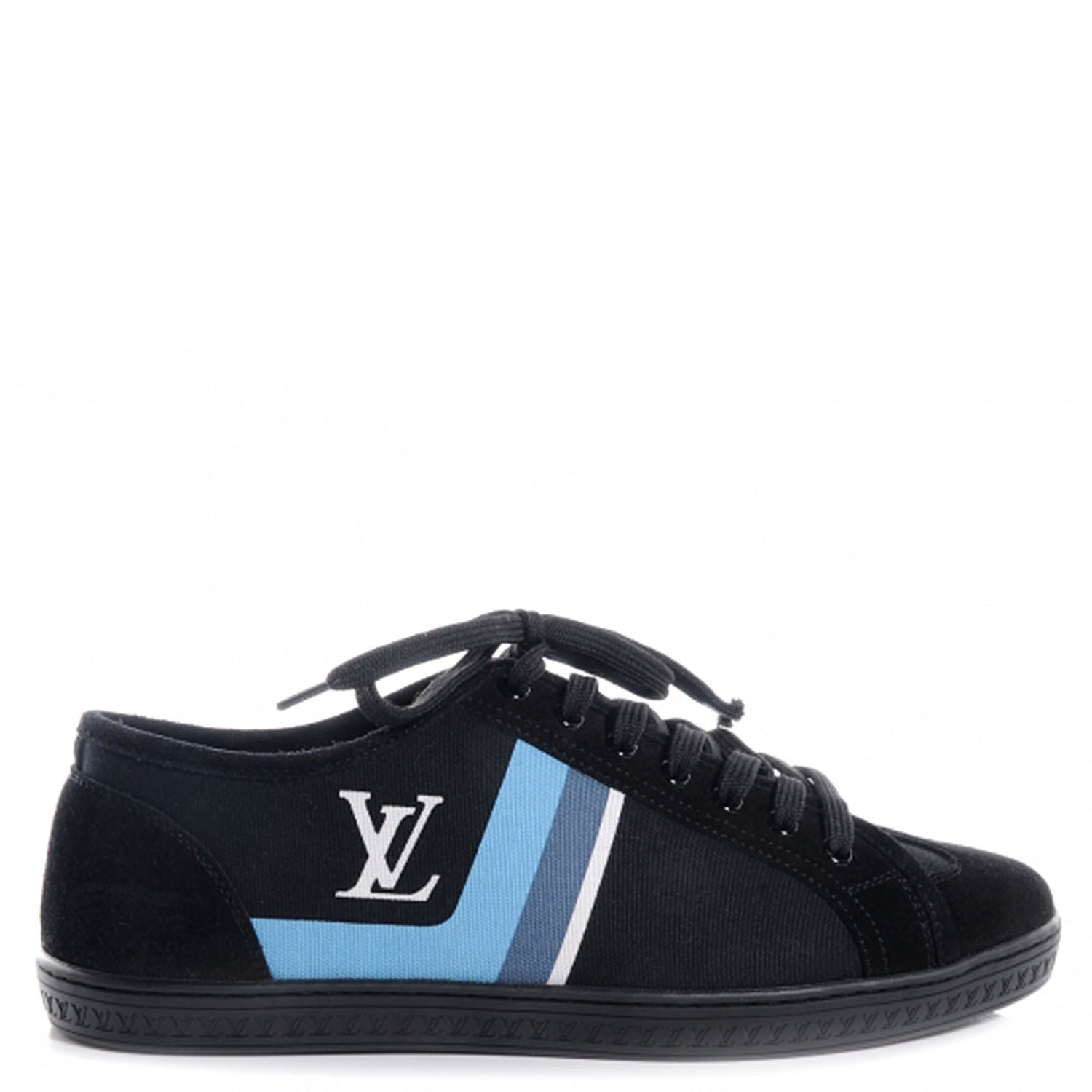 Louis Vuitton Suede Canvas Totem Sneakers 10 Black 1 of 7