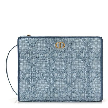 Christian Dior Raffia Cannage 30 Montaigne Dea Pouch Celestial Blue 1 of 10