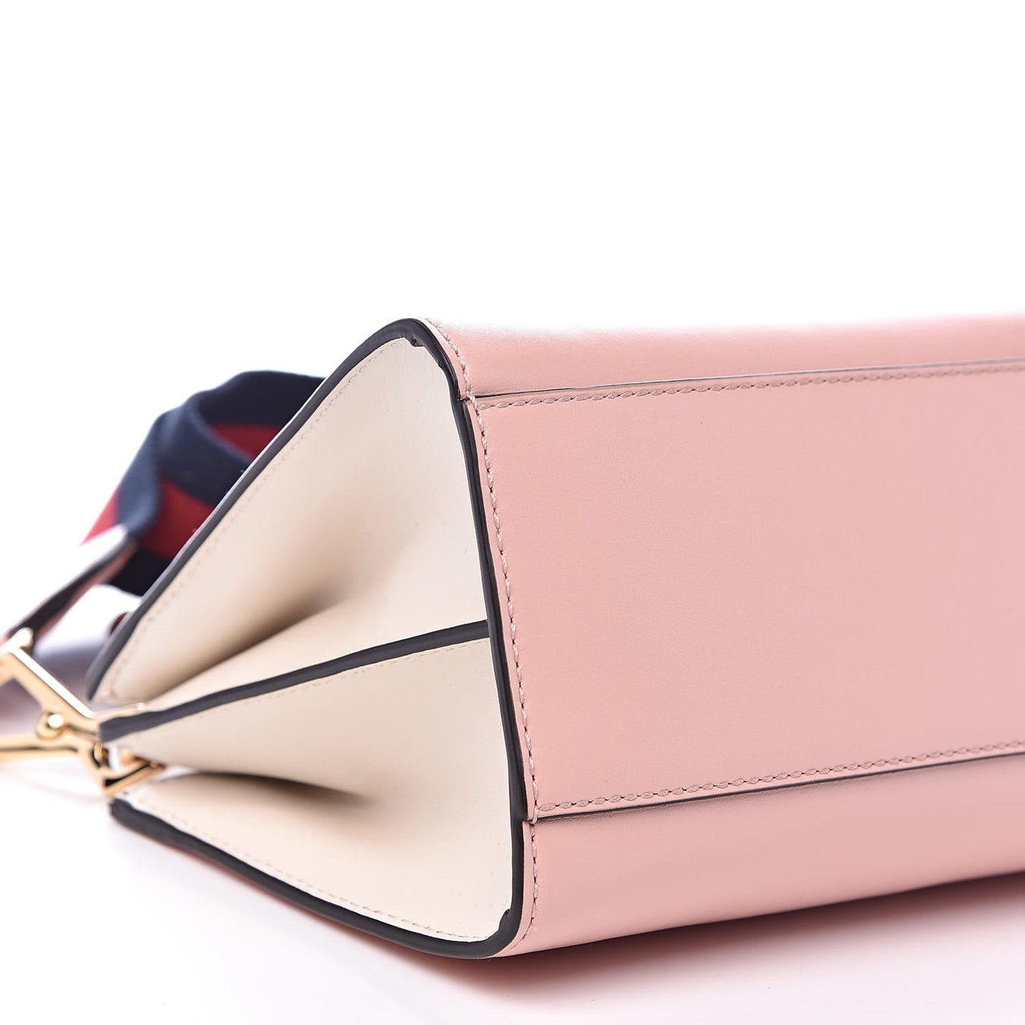 Nappa Bamboo Web Mini Nymphaea Top Handle Bag Perfect Pink Mystic White