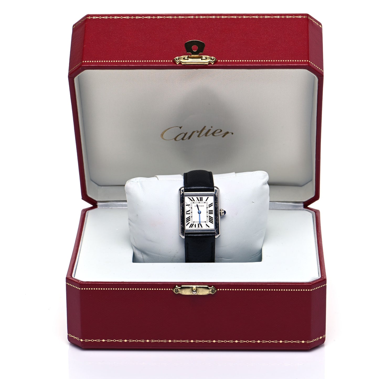 Stainless Steel Calfskin 24mm Tank Solo Quartz Watch