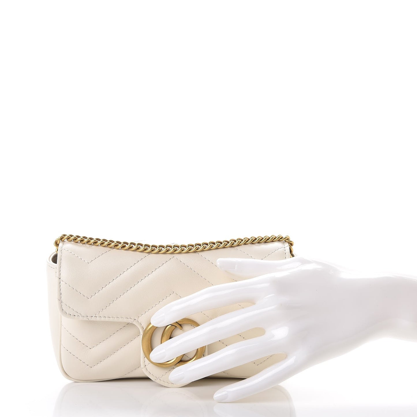 Calfskin Matelasse Super Mini GG Marmont Shoulder Bag White