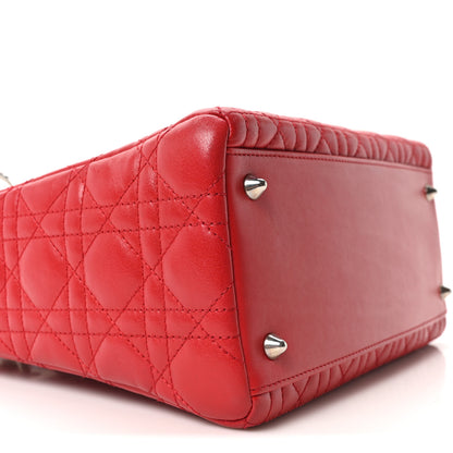 Christian Dior Lambskin Cannage Medium Lady Dior Red 9 of 10