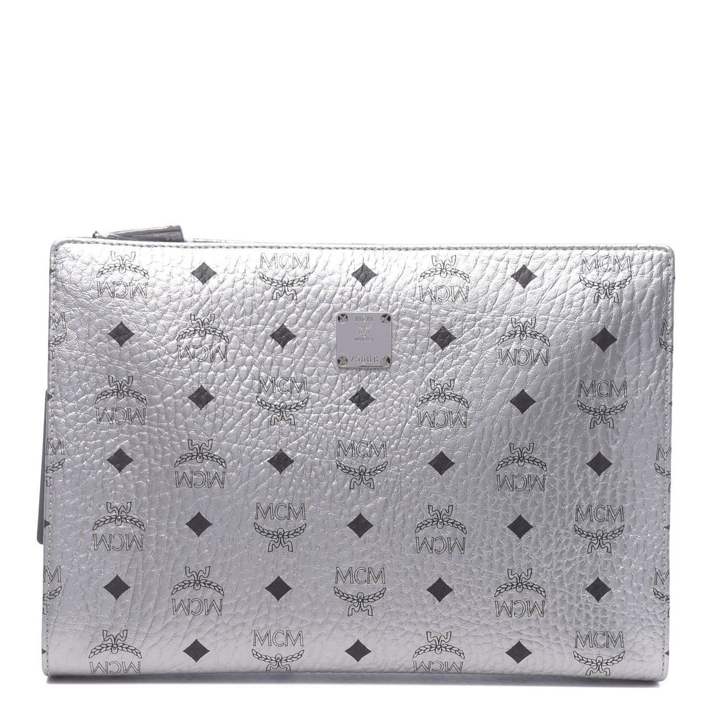 Metallic Visetos Zip Pouch Silver