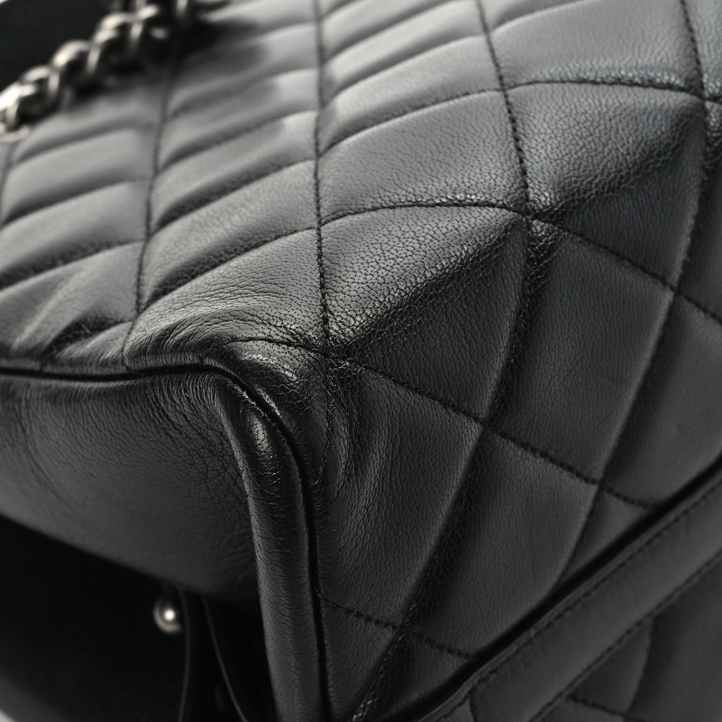 Metallic Goatskin Quilted Large City Rock Shopping Bag Black
