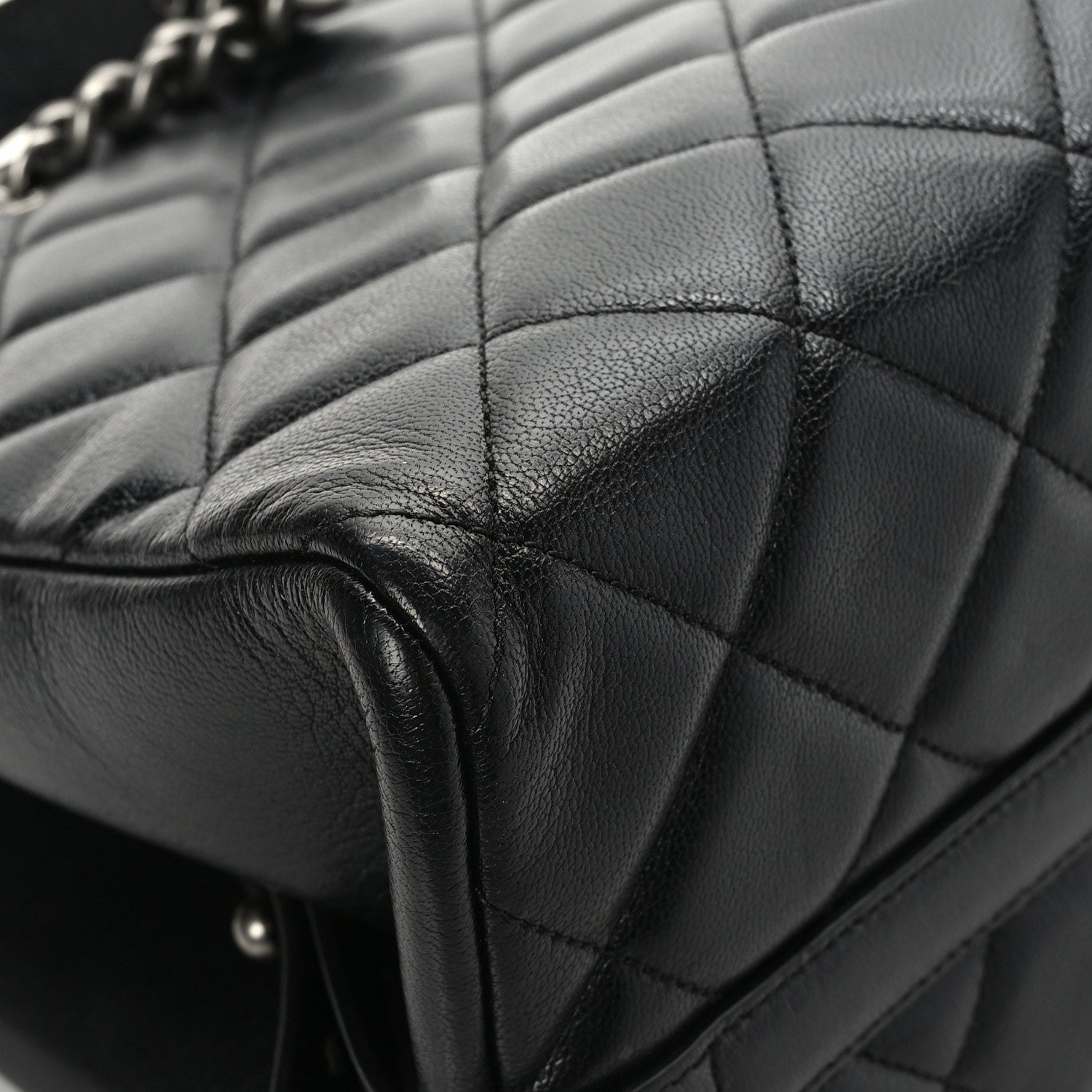 Chanel Metallic Goatskin Quilted Large City Rock Shopping Bag Black 10 of 11