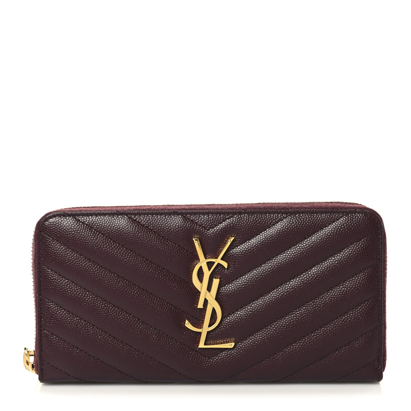 Grain De Poudre Matelasse Chevron Monogram Zip Around Wallet Rouge Legion