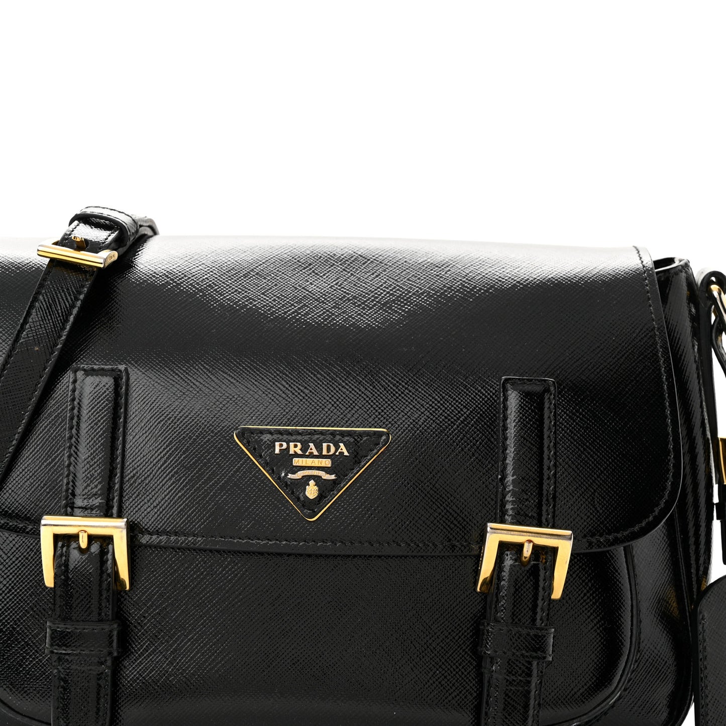 Saffiano Vernice Messenger Bag Black